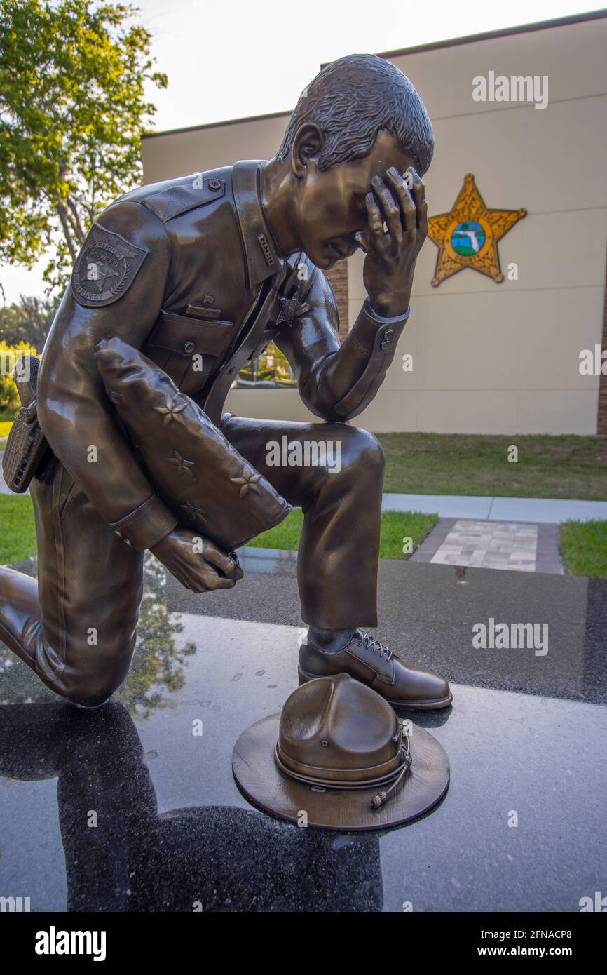 Inverness, FL - May 15, 2021: The newly unveiled Citrus County Sheriff's Office Fallen Law Enforcement Memorial. Stock Photo