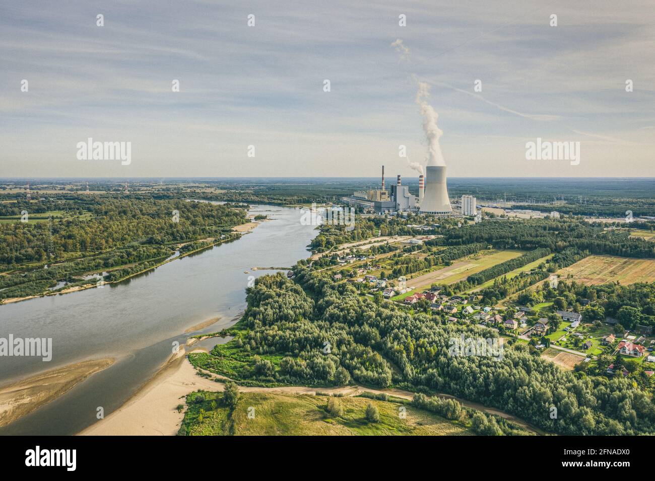 Power station under moody cloudy sky aerial view Stock Photo - Alamy
