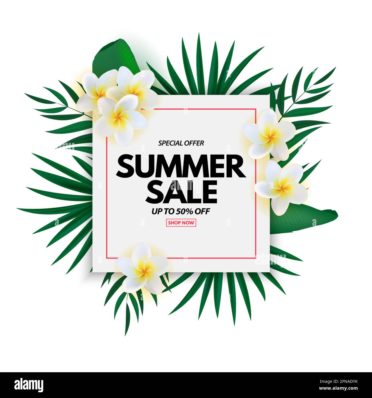 Summer sale poster. Natural Background with Tropical Palm Leaves ...
