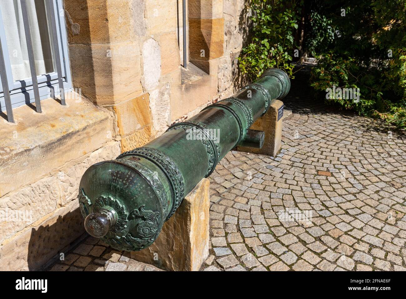 Iron cannon barrel in Veste Coburg, Bavaria Stock Photo