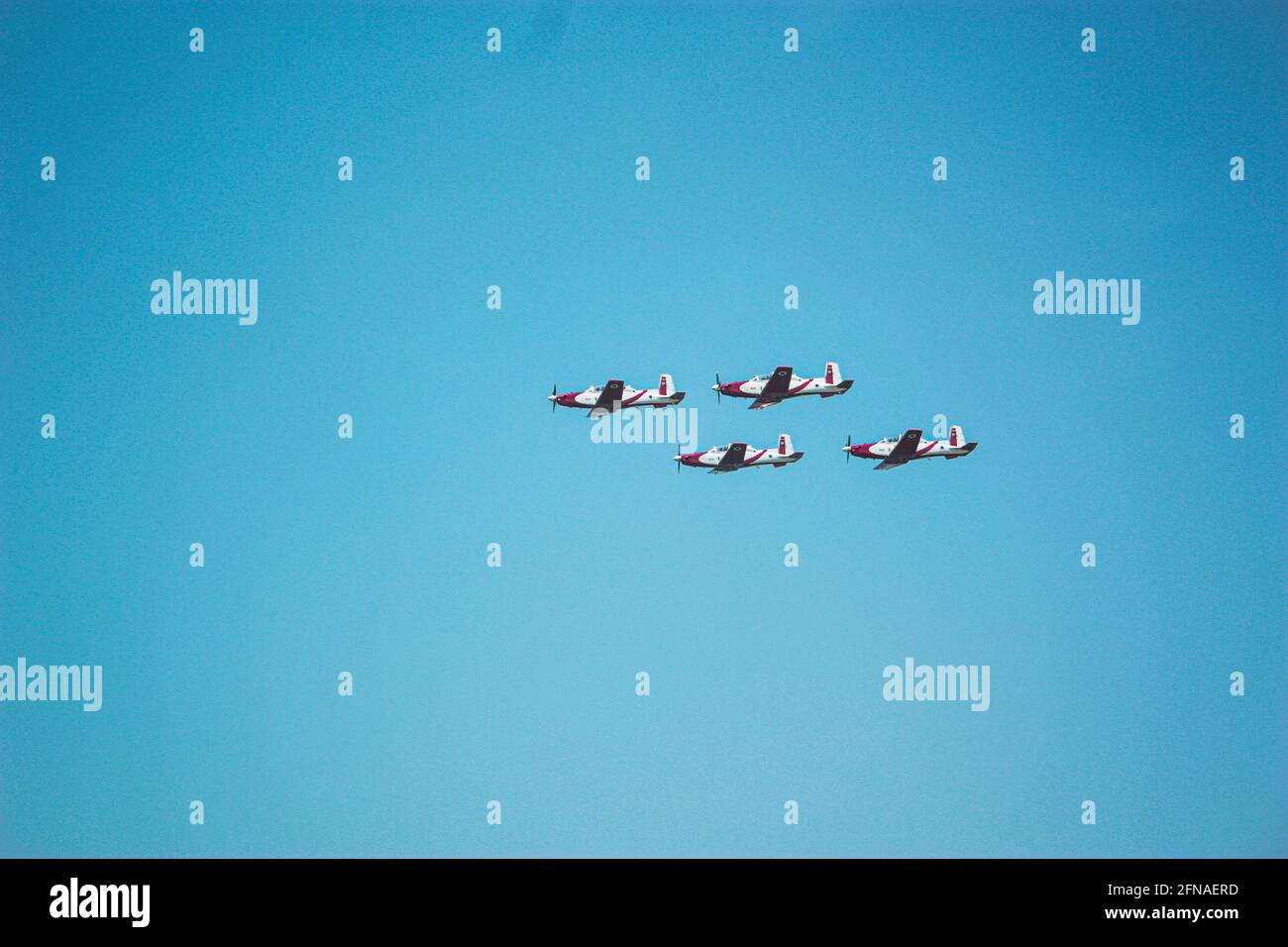 4 propeller planes flying in formation for an airshow Stock Photo Alamy