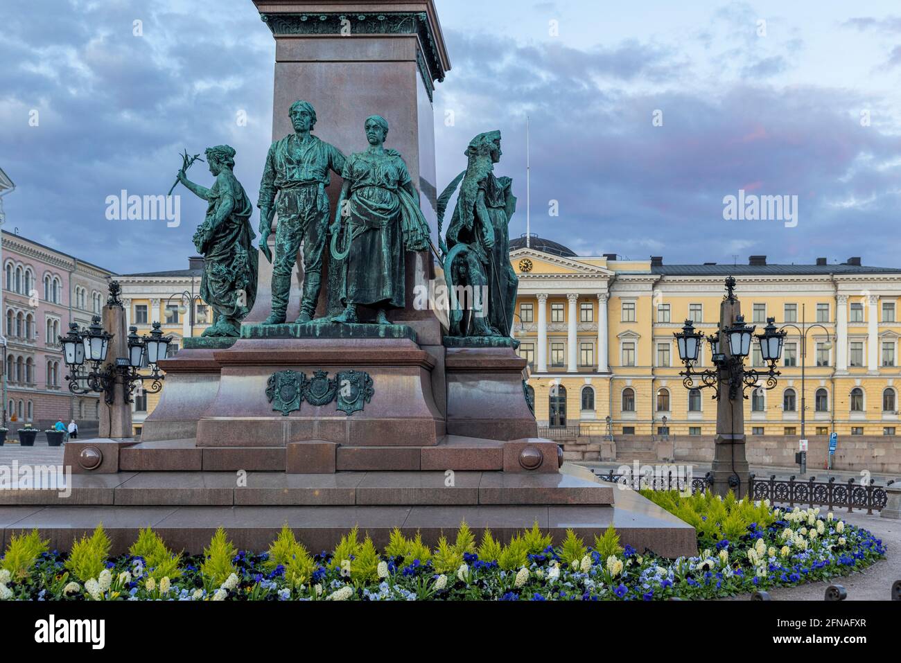 Many buildings downtown Helsinki were built during Russian occupation. Facades near Senate Square resemble buildings in Russian cities. Stock Photo