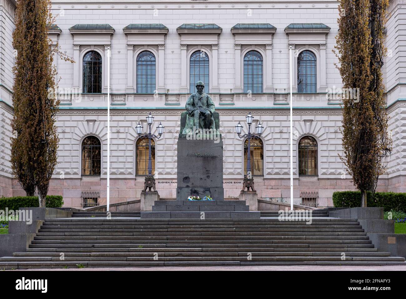 Many buildings downtown Helsinki were built during Russian occupation. Facades near Senate Square resemble buildings in Russian cities. Stock Photo