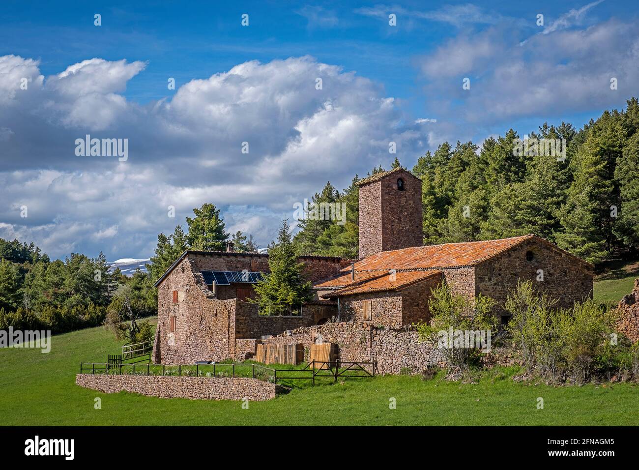 Ermita Santuario de la Mare de Deu del Boscal, in Cadí-Moixeró Natural Park, Catalonia, Spain Stock Photo