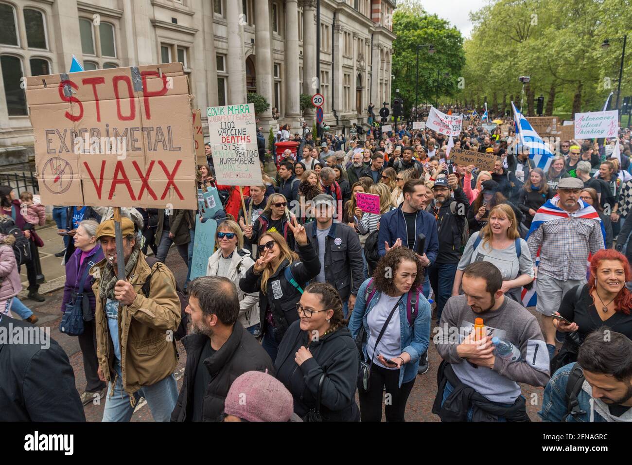 15 May 2021. London, UK. Photo by Ray Tang. Anti-vaccination and anti ...