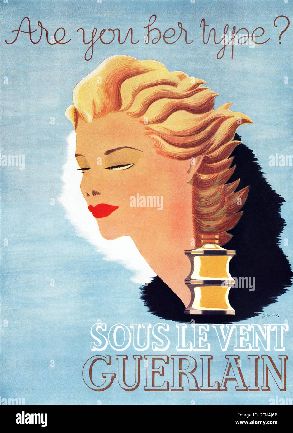 1937 British advertisement for Guerlain perfume. Stock Photo