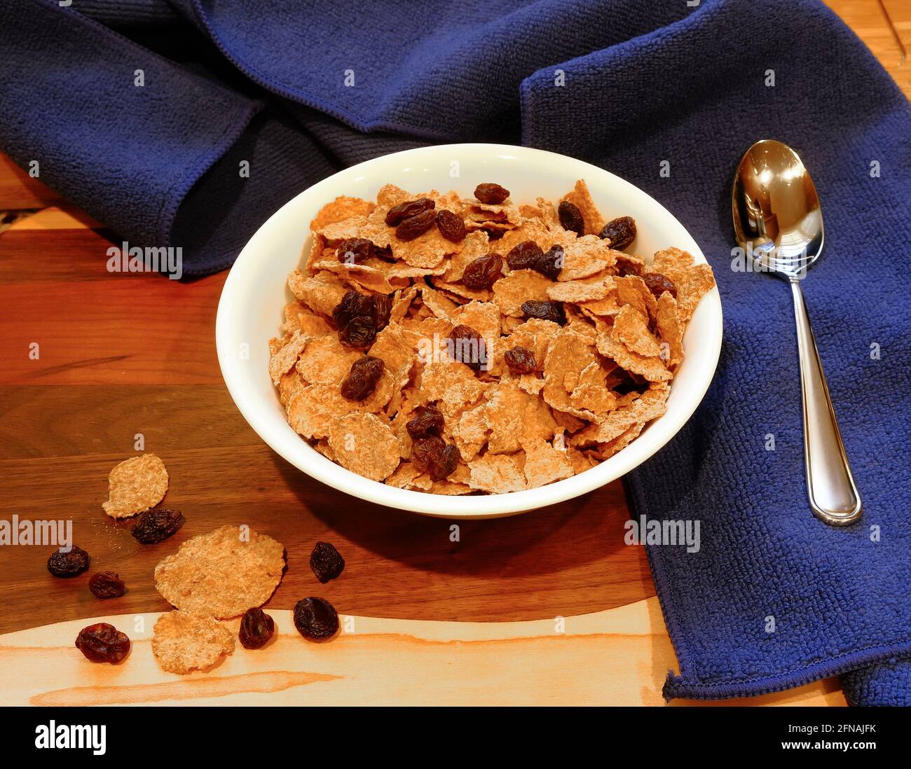 Bowl of Raisin Bran on Board Stock Photo Alamy