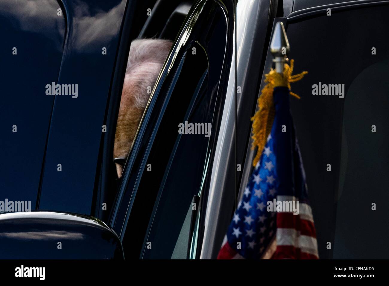 Washington, United States. 15th May, 2021. U.S. President Joe Biden boards Marine One on the Ellipse near the White House in Washington, DC, U.S., on Saturday, May 15, 2021. Biden rescinded several executive actions on Friday that were put in place by Donald Trump, including one targeting social media companies that his predecessor had ordered after Twitter fact-checked his tweets. Photographer: Samuel Corum/Pool/Sipa USA Credit: Sipa USA/Alamy Live News Stock Photo
