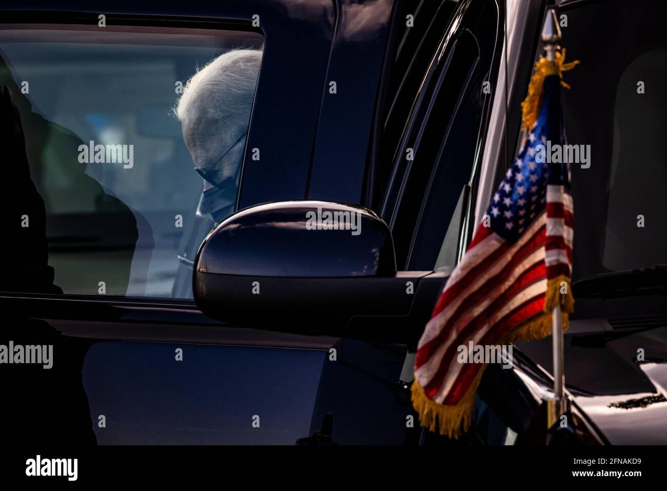 Washington, United States. 15th May, 2021. U.S. President Joe Biden boards Marine One on the Ellipse near the White House in Washington, DC, U.S., on Saturday, May 15, 2021. Biden rescinded several executive actions on Friday that were put in place by Donald Trump, including one targeting social media companies that his predecessor had ordered after Twitter fact-checked his tweets. Photographer: Samuel Corum/Pool/Sipa USA Credit: Sipa USA/Alamy Live News Stock Photo