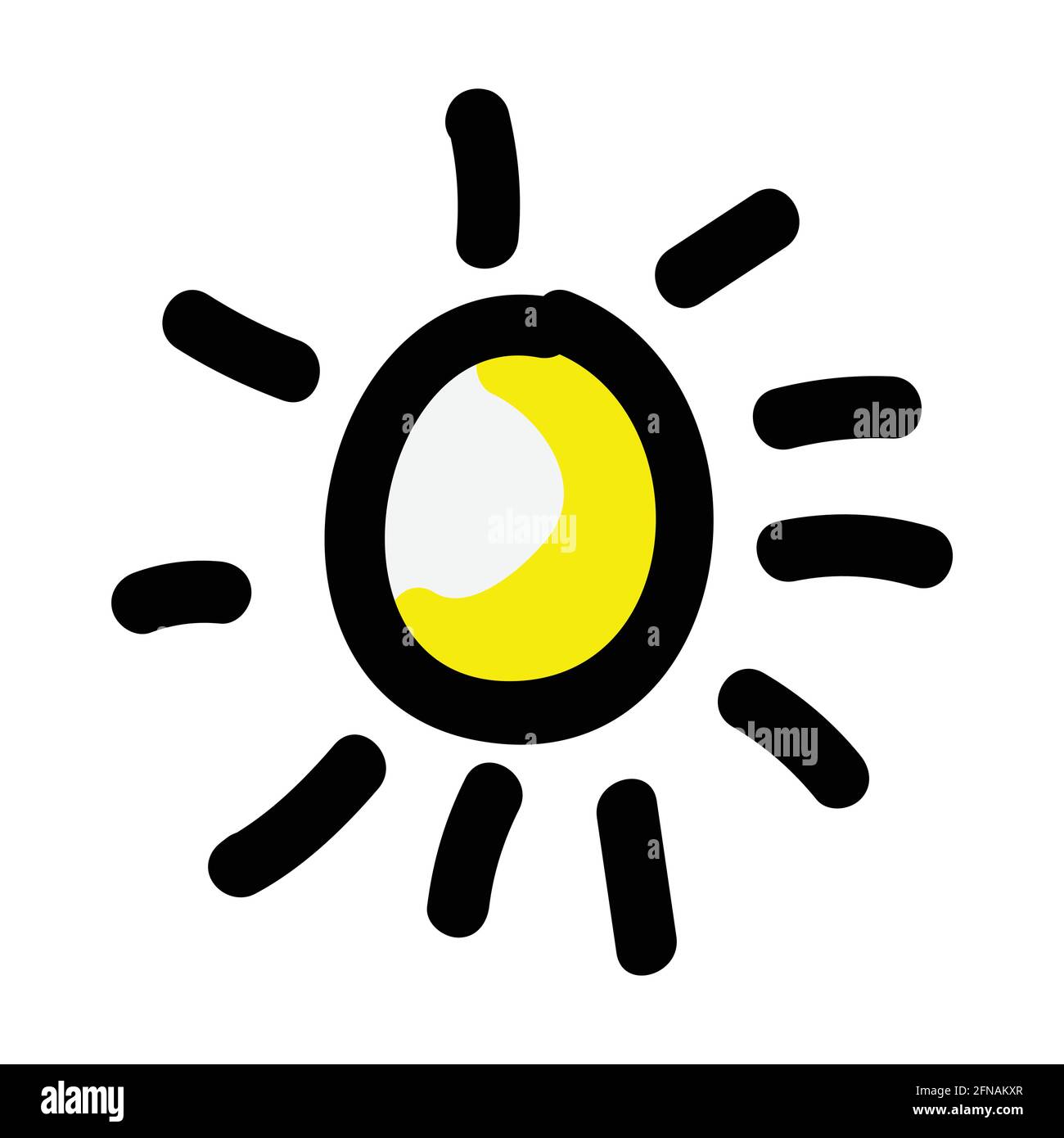 Adorable Simple Vector Sun Clip Art. Summer Sunshine Icon. Hand Drawn