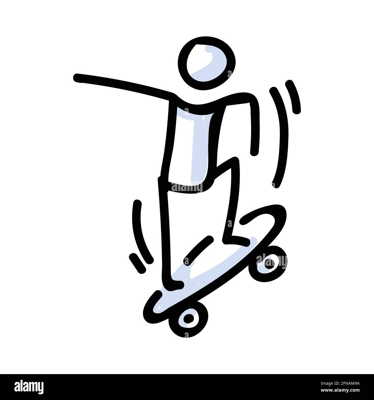 Hand Drawn Stick Figure Jumping on Skateboard. Concept of Stunt Sport  Activity. Simple Icon Motif for Teen Fun Skateboarder Tricks. Jump, Ride,  Ramp Stock Vector Image & Art - Alamy