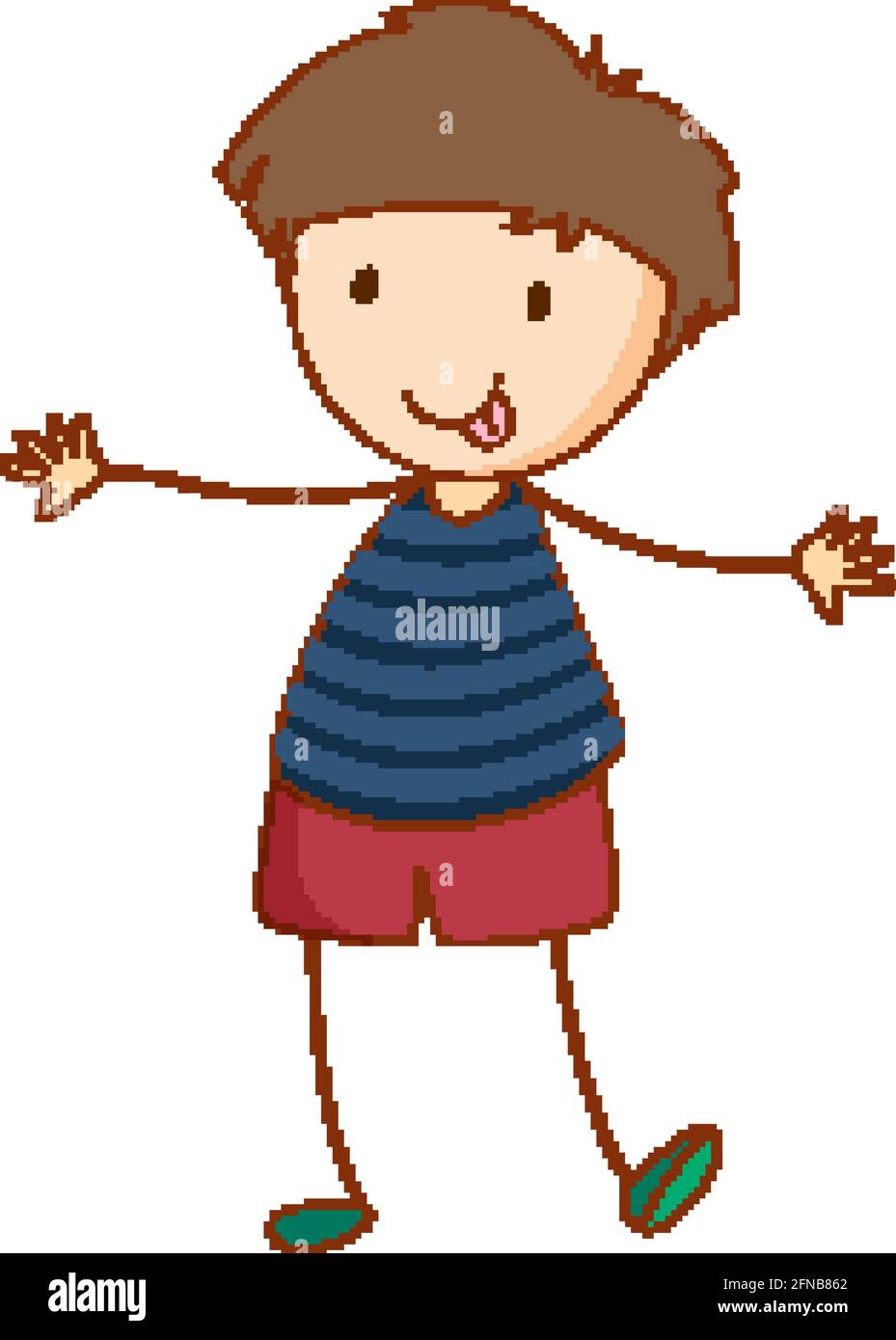 A boy cartoon character in hand drawn doodle style isolated ...