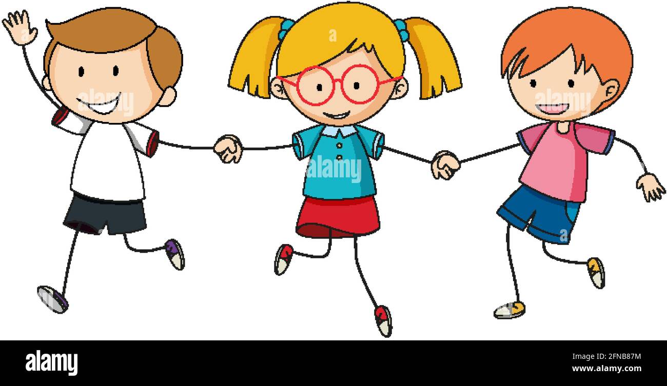 Three kids holding hands cartoon character hand drawn doodle style isolated illustration Stock Vector Image & Art - Alamy Three kids holding hands cartoon character hand drawn doodle style isolated illustration Stock Vector Image & Art - Alamy