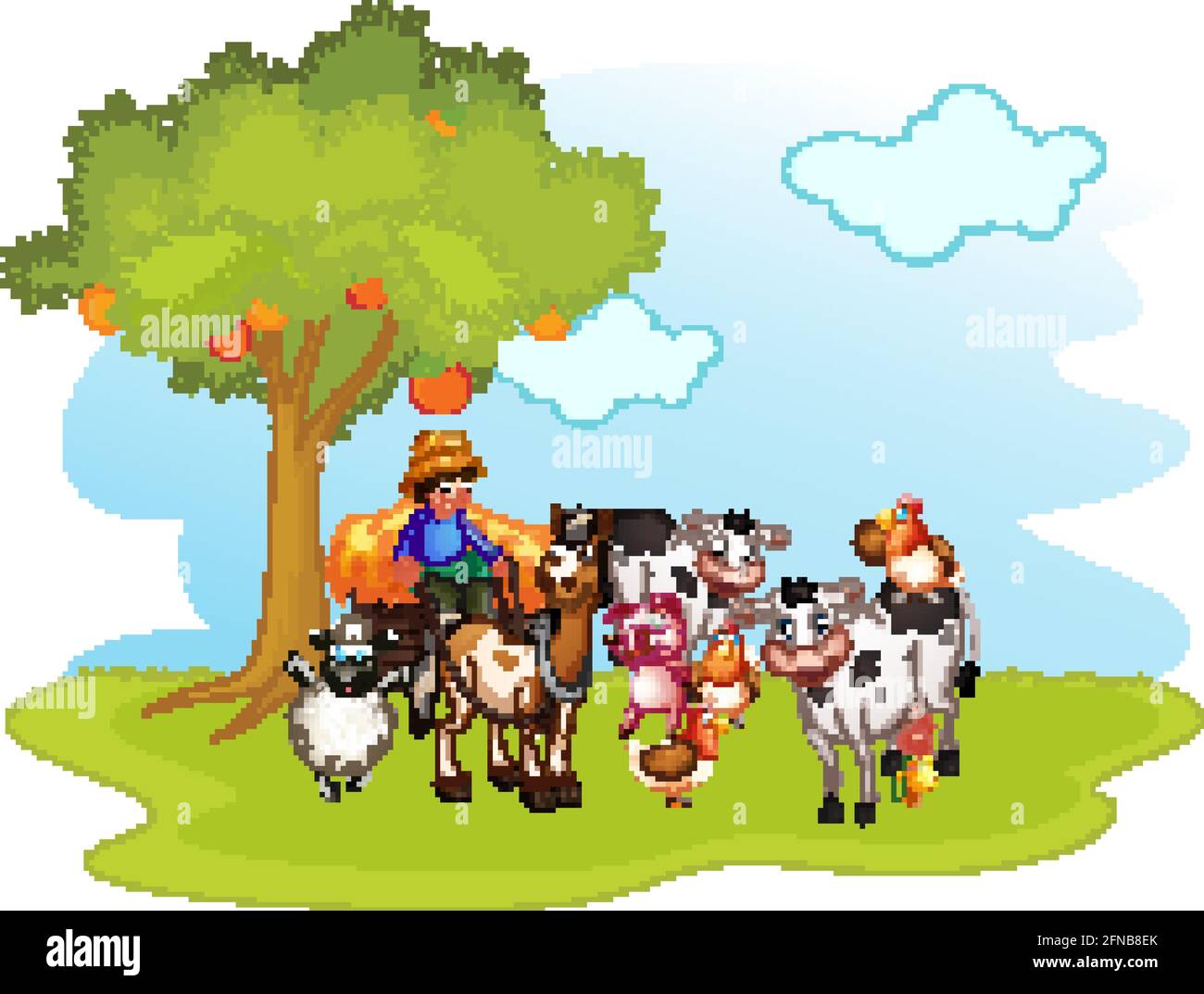 Scene with farm animals illustration Stock Vector Image & Art - Alamy