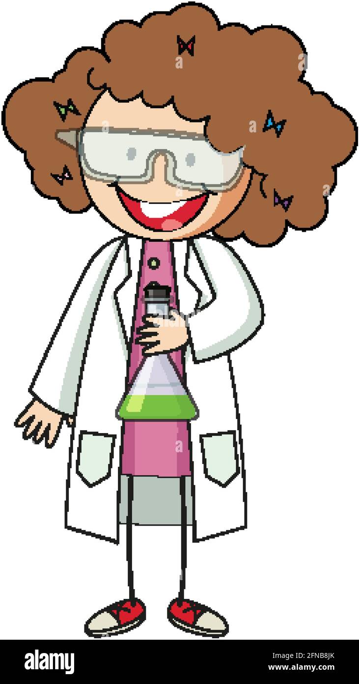 Little scientist doodle cartoon character isolated illustration Stock ...