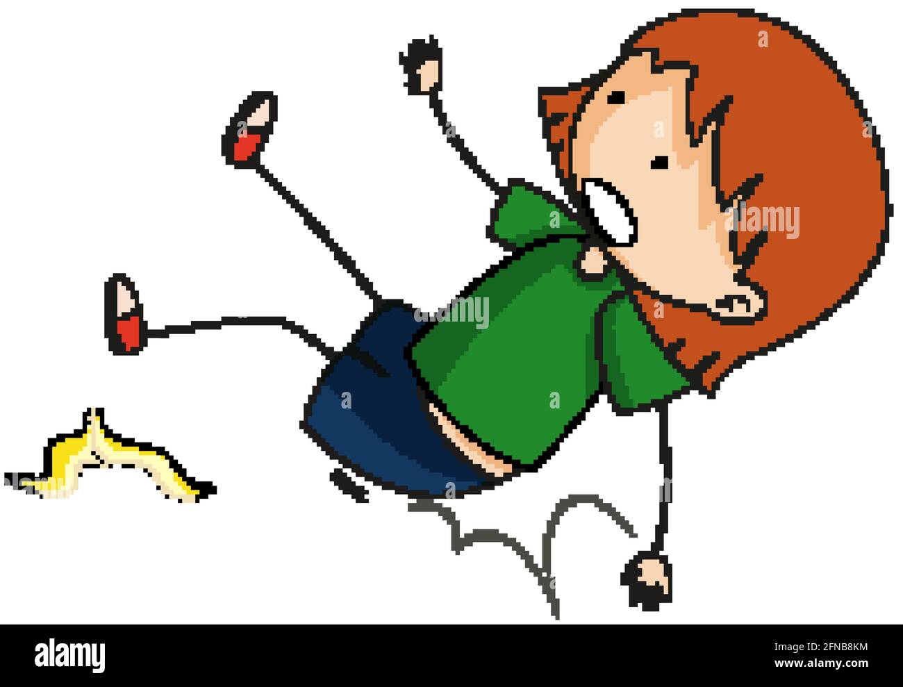 Doodle cartoon character of a girl falling down illustration Stock Vector