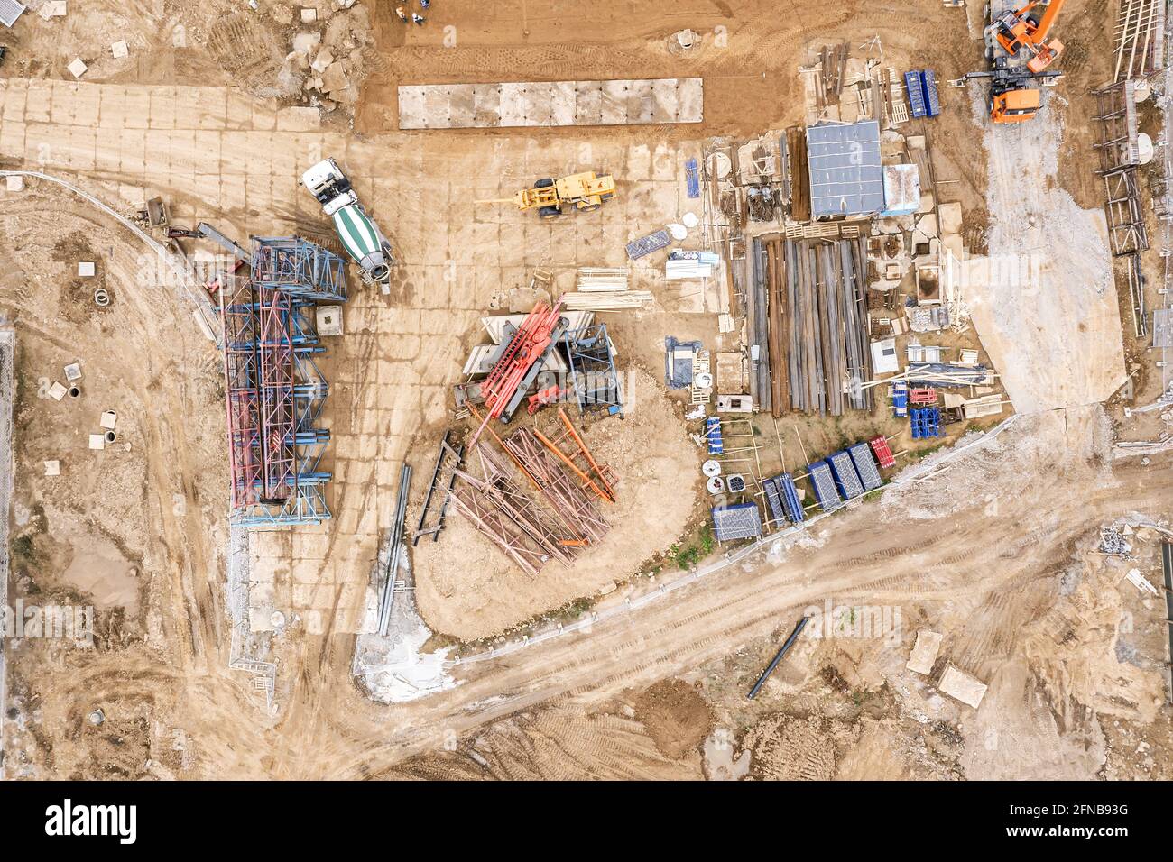 Aerial view of FlexYard operational facility with organized equipment storage