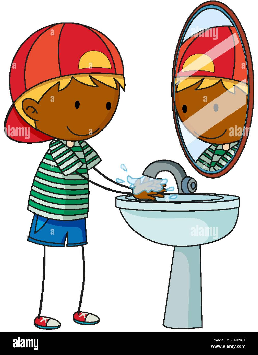 A doodle kid washing hand cartoon character isolated illustration Stock  Vector Image & Art - Alamy