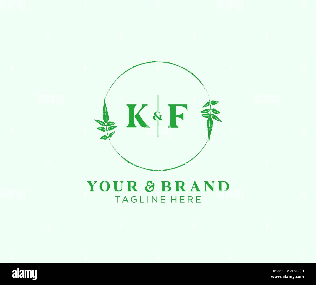 KF letters floral frames. Botanical feminine editable premade monoline ...