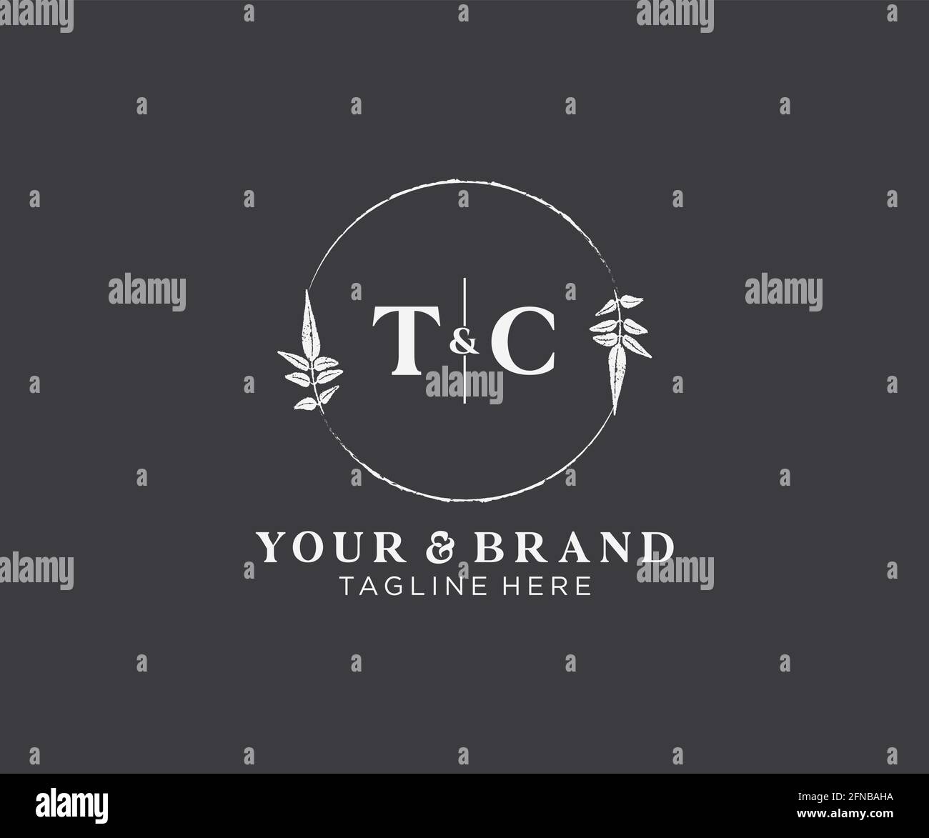TC letters floral frames. Botanical feminine editable premade monoline ...