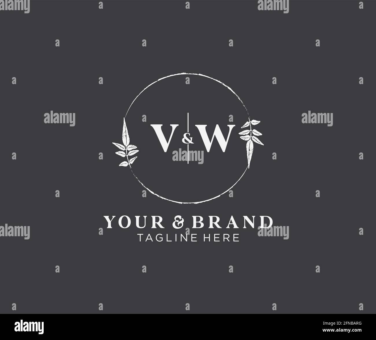 VW letters floral frames. Botanical feminine editable premade monoline ...