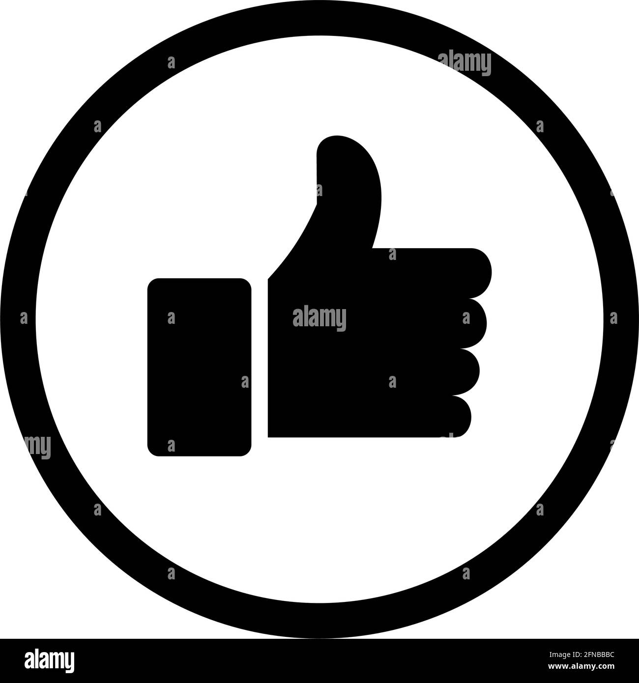 THUMB UP ICON, LIKE ICON, BLACK WITH CIRCULAR FRAME Stock Vector
