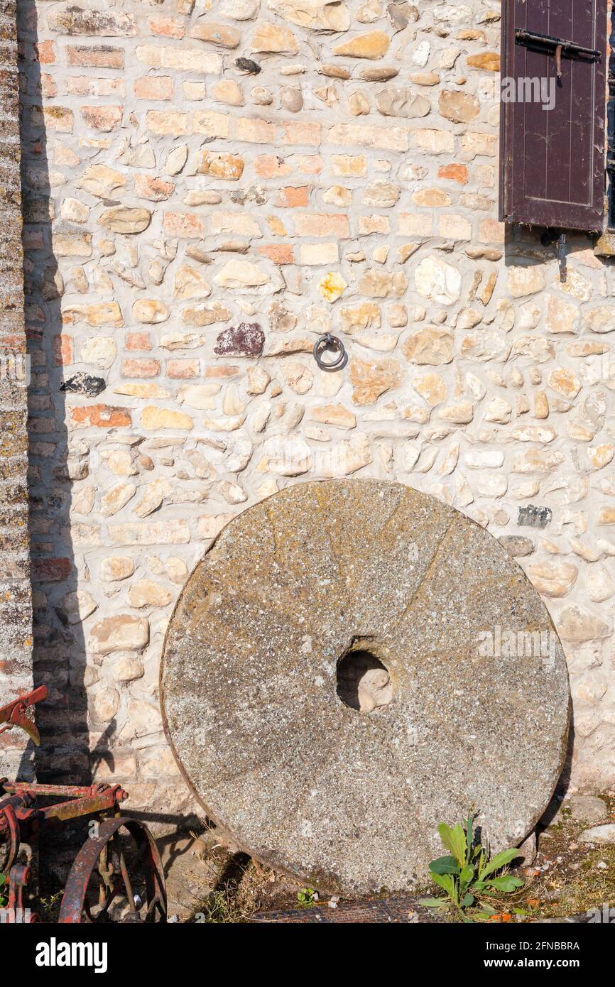 Old Grain Mill Grinding Stone High Resolution Stock Photography and