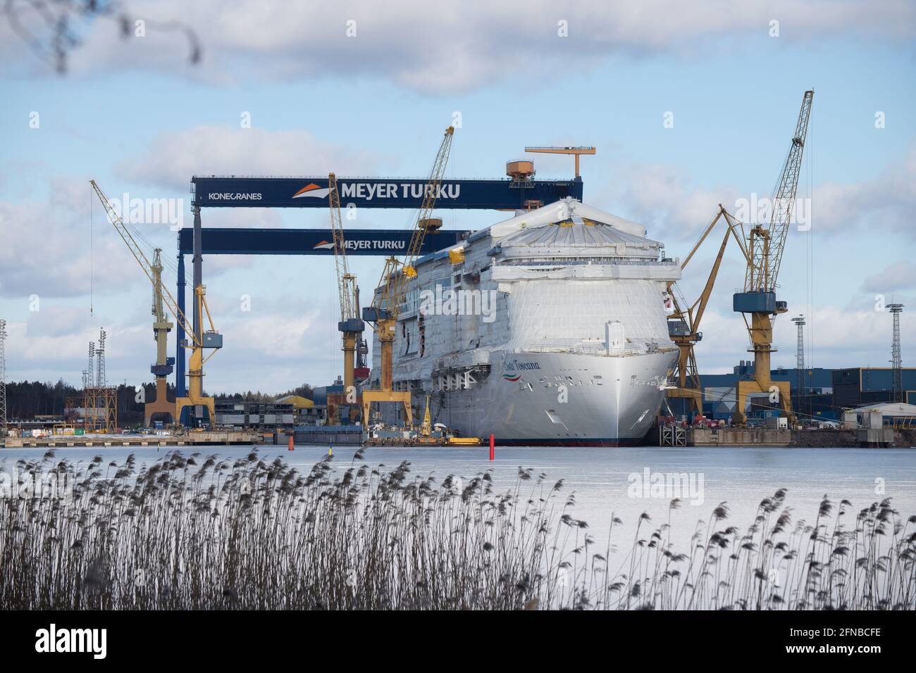 Costa Toscana under construction at Meyer Turku Shipyard in Turku, Finland. She will operate in the Mediterranean for Costa Cruises. Stock Photo