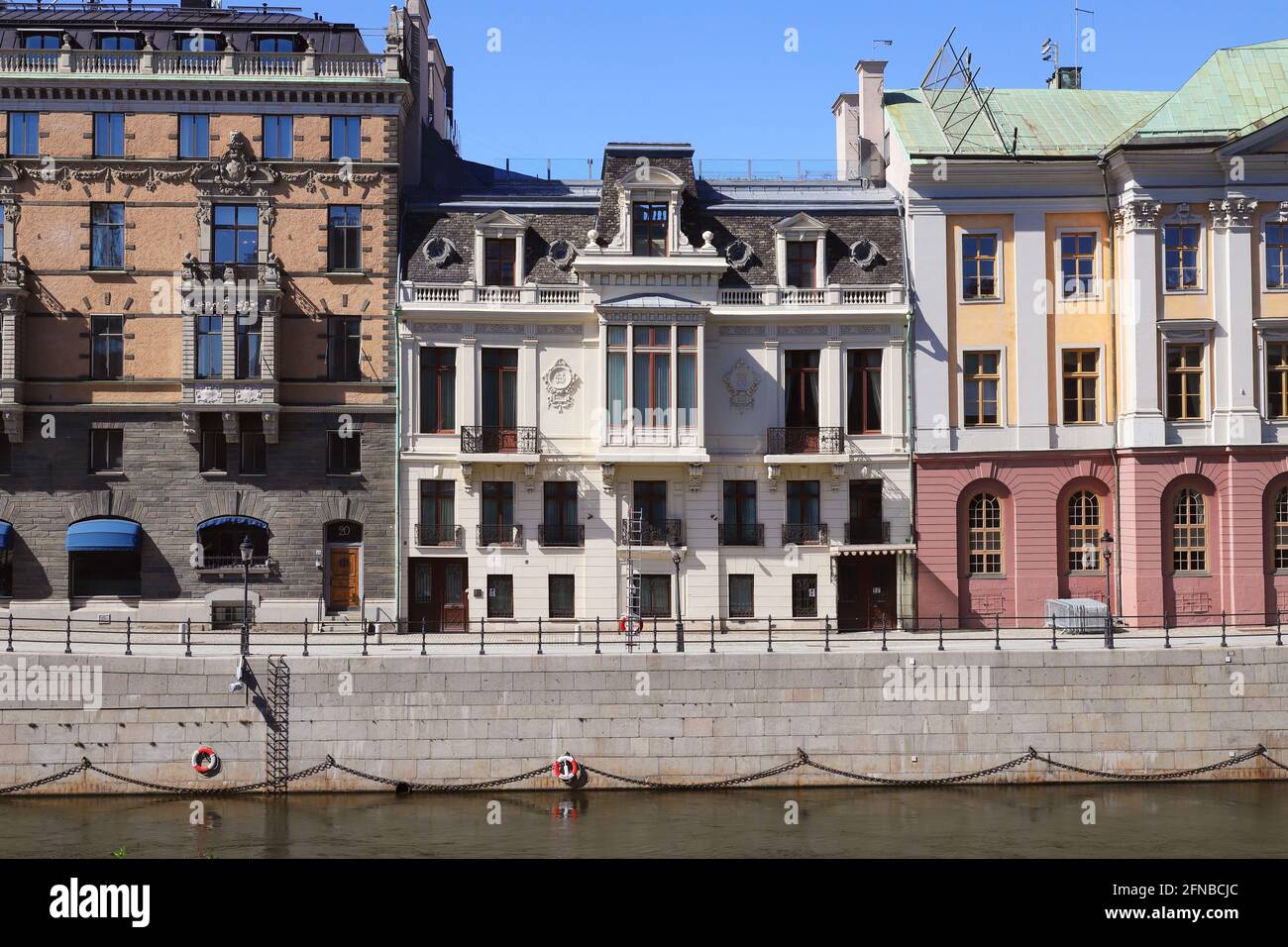 Stockholm, Sweden - May 12, 2021: The Sager Palace at Stromgatan 18 street is the official residence of the prime minister of Sweden. Stock Photo