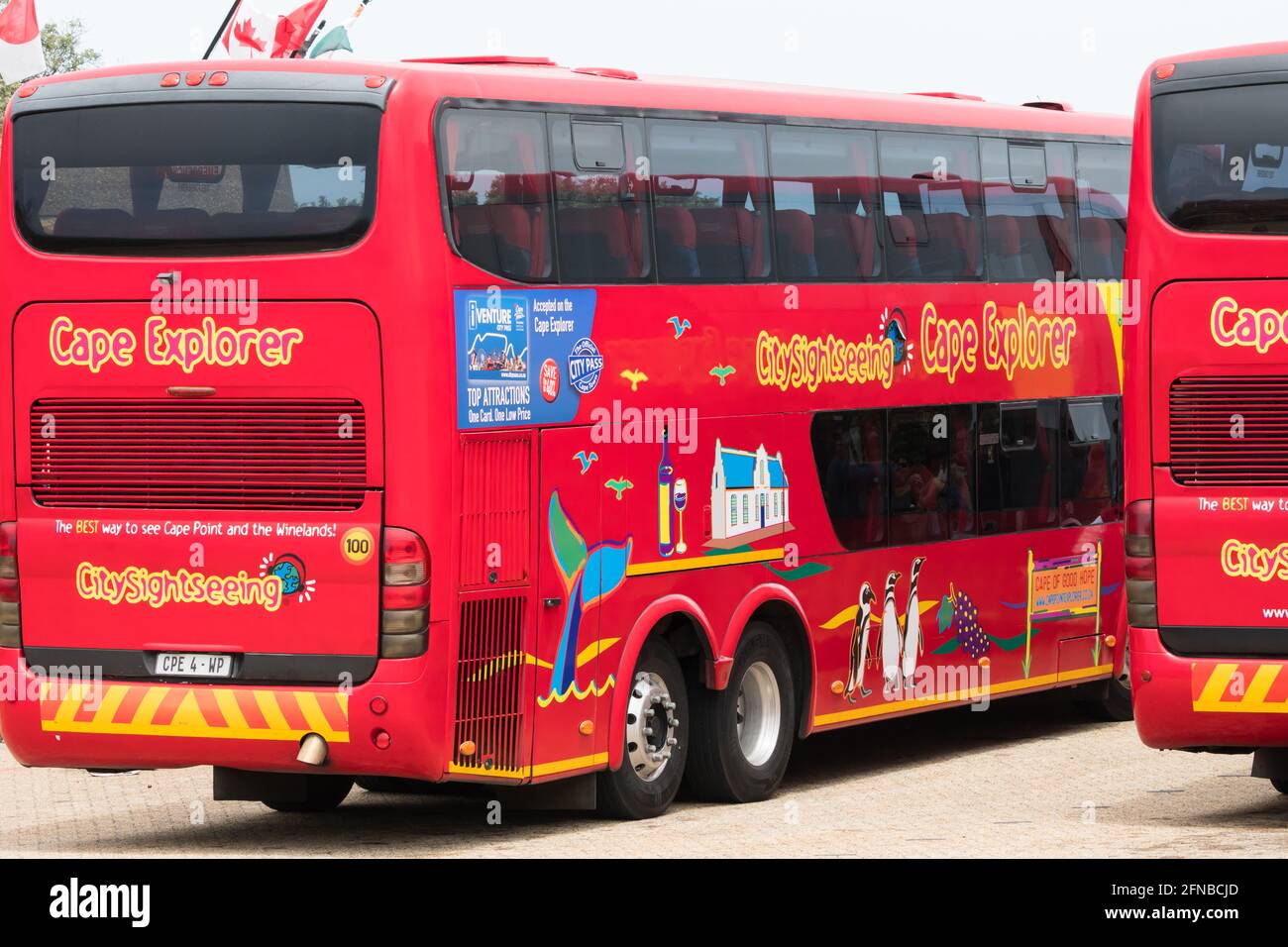 City sightseeing red busses, Cape Explorer tourist busses, Cape Town, South Africa concept tourism and travel Stock Photo