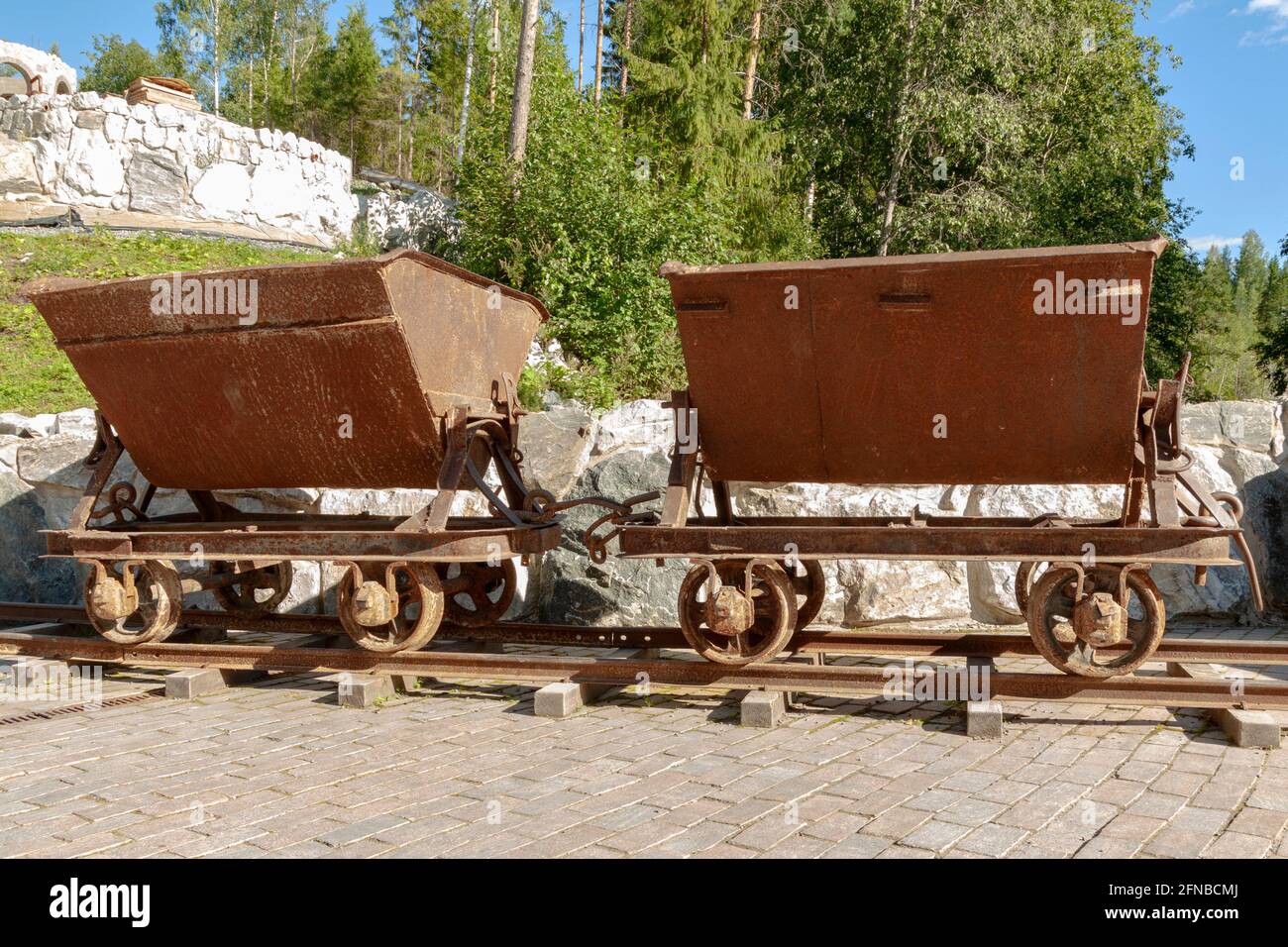 Old small railroad freight cars used for coal mining Stock Photo Alamy