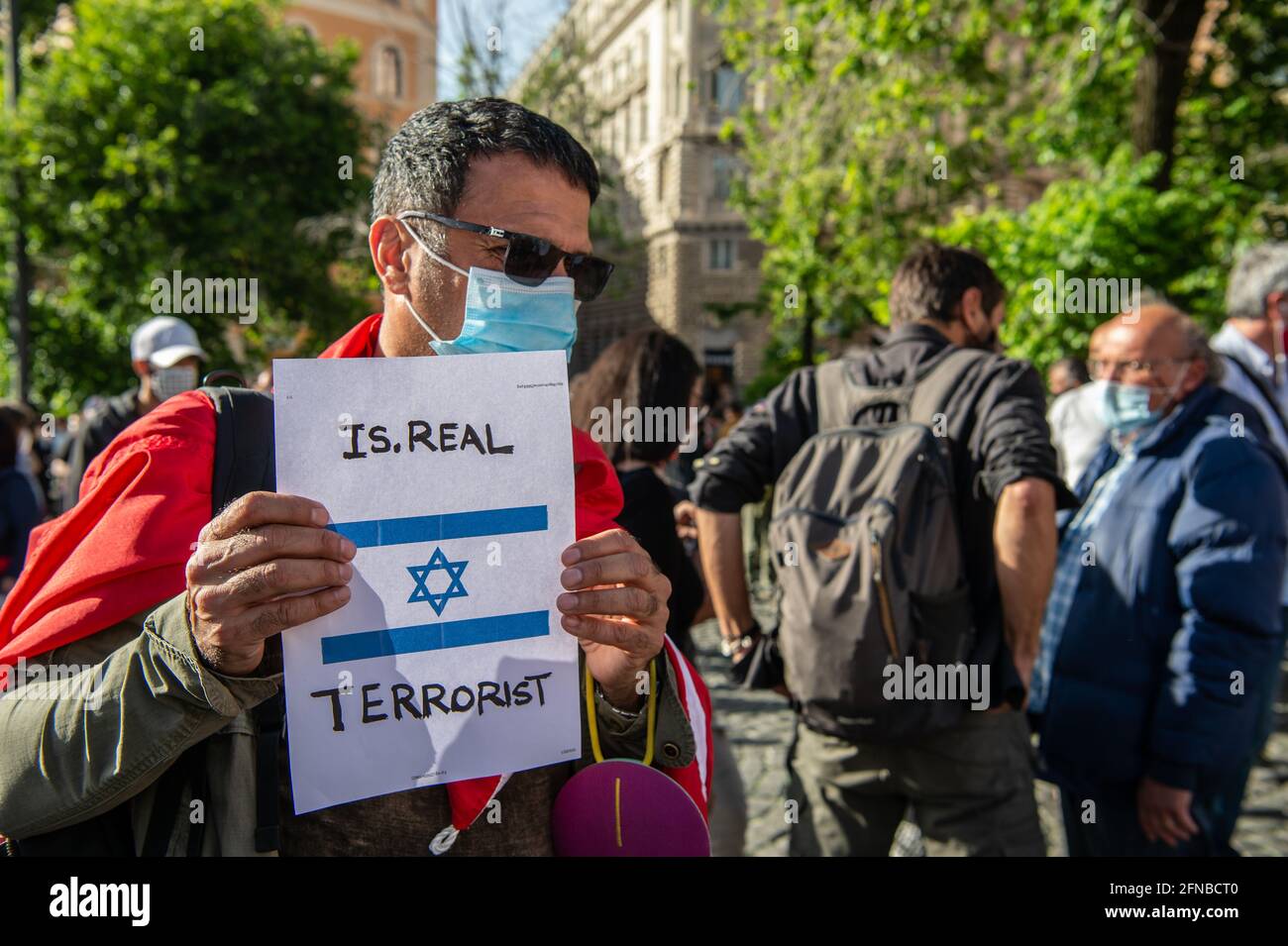 Demonstration of support for the Palestinian people during the Israeli attack on the Gaza Strip. Rome, Italy, May 15, 2021 Stock Photo