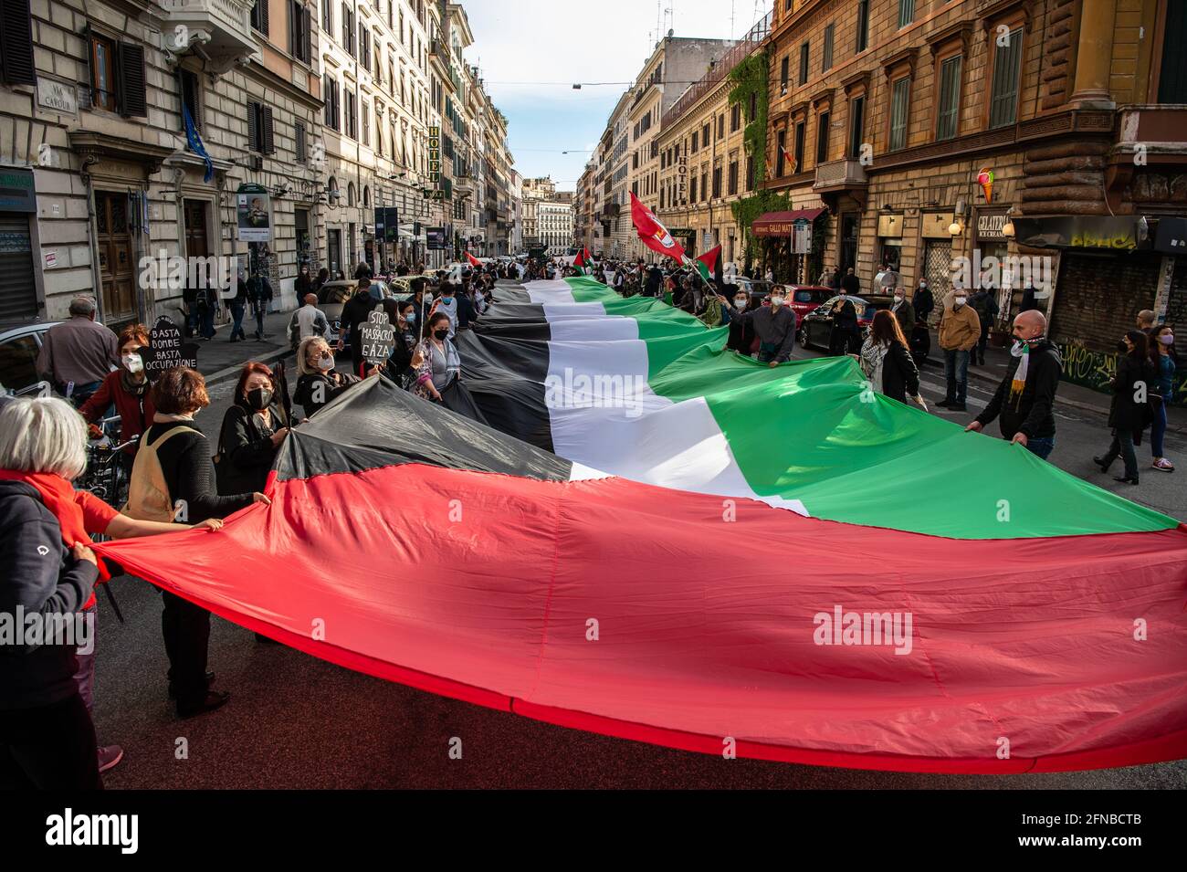 Demonstration of support for the Palestinian people during the Israeli attack on the Gaza Strip. Rome, Italy, May 15, 2021 Stock Photo