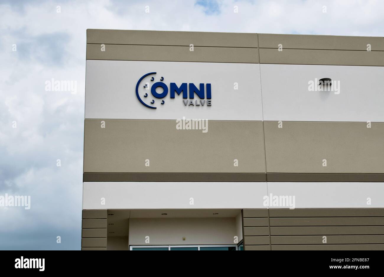 Houston, Texas USA 05-09-2021: OMNI Valve office building exterior in Houston, TX. Engineering solutions provider in the oil and gas industry. Stock Photo