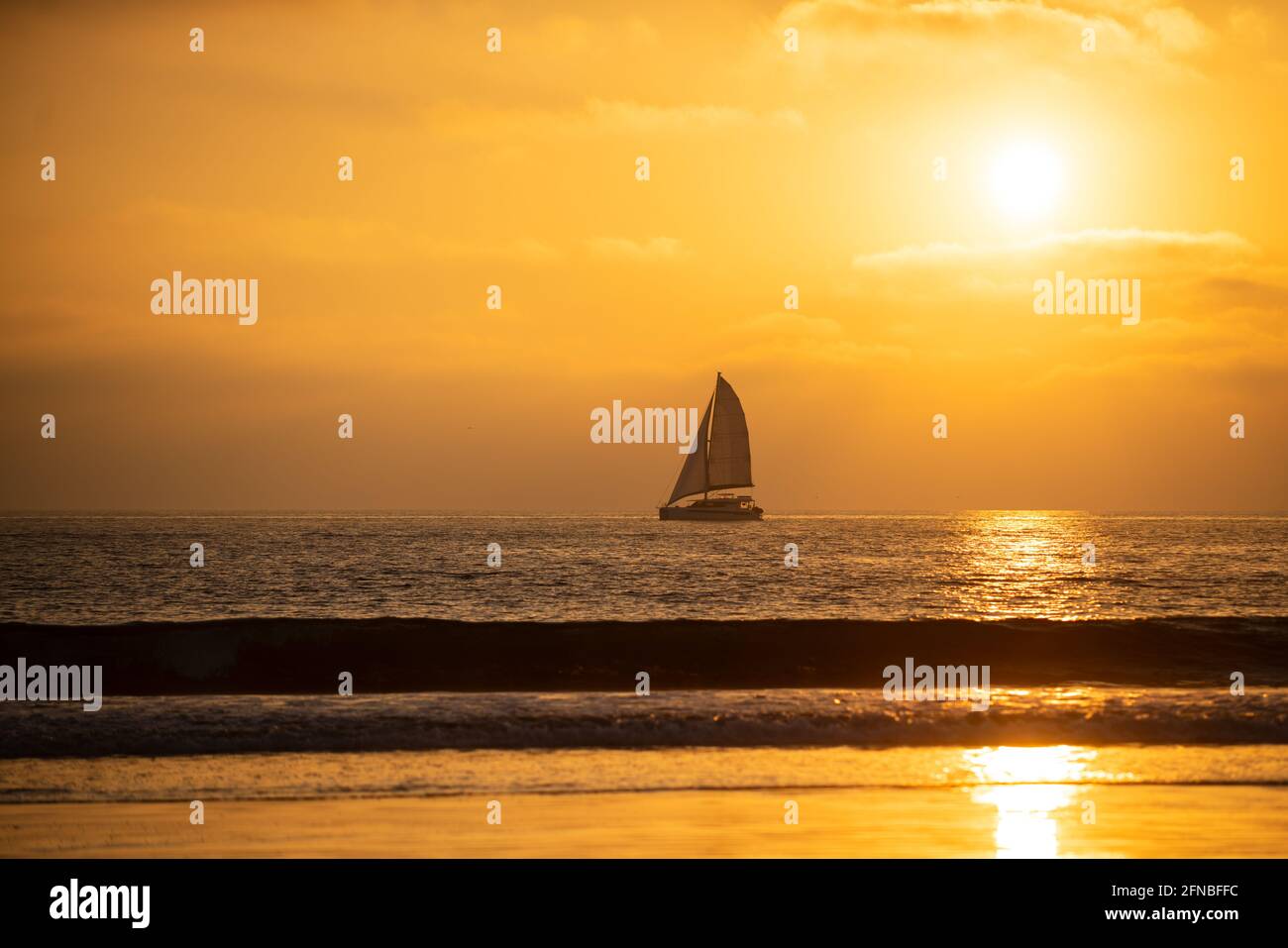 Sailboat At Sea Seascape Golden Sunrise Over The Sea Yacht Sailing In The Sunrise Time Sea Landscape View With A Beautiful Sailboat Yachting Stock Photo Alamy