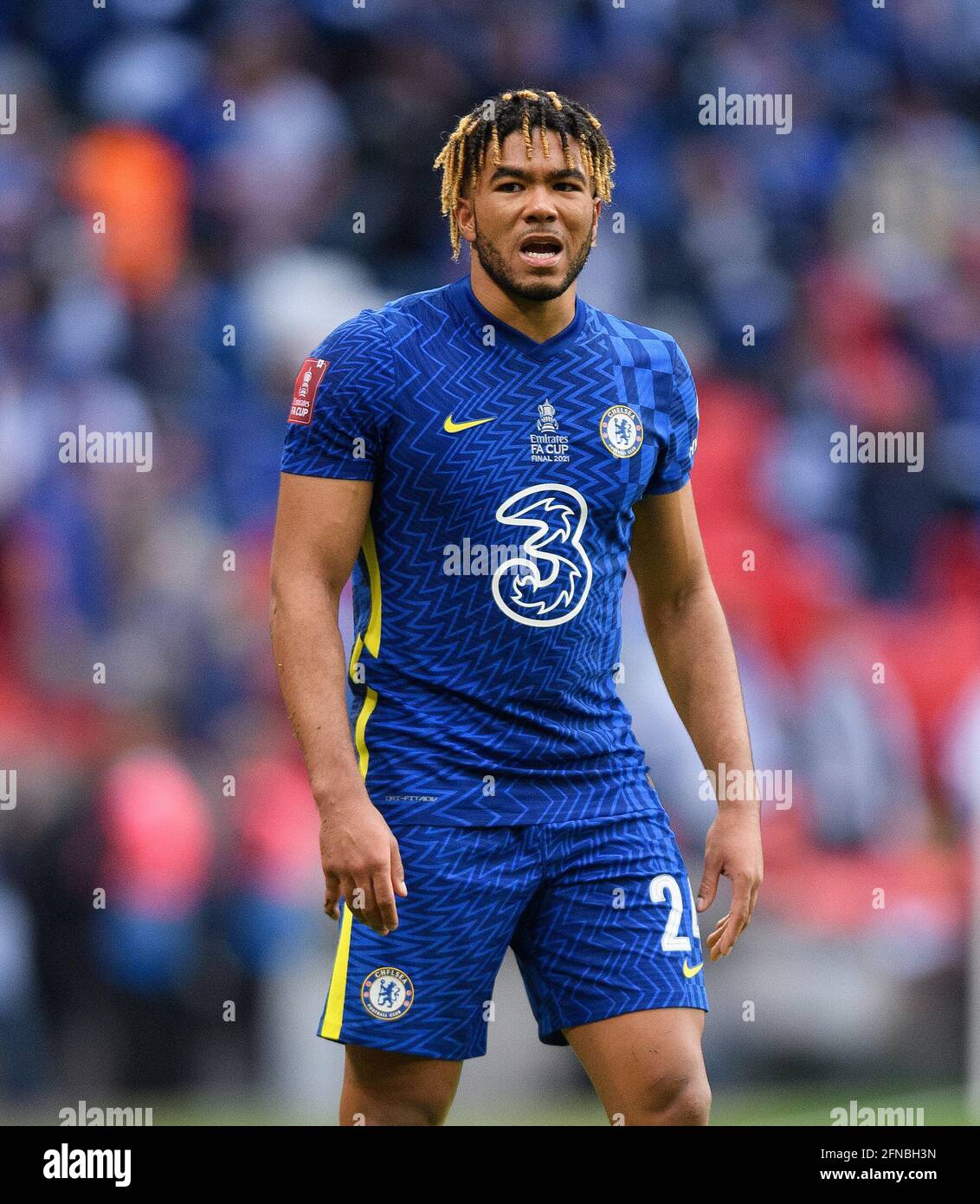 London, UK. 15th May, 2021. 15th May 2021 - Chelsea v Leicester City - FA  Cup Final - Wembley Stadium - London Chelsea's Reece James during the FA  Cup Final against Leicester