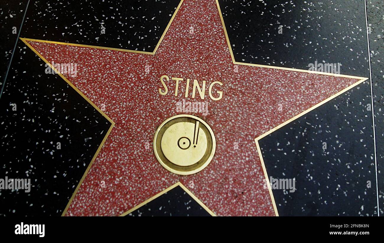 Sting Hollywood Walk of Fame Star in Los Angeles, California, USA Stock Photo