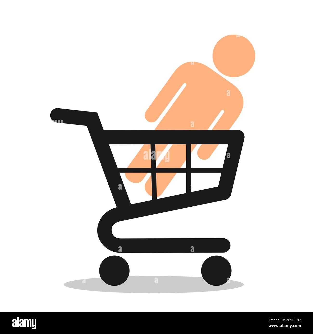 Human being and man as commodity for sale, buying and purchase. Slavery, being slave and enslavement or Human resources and hiring a person. Vector il Stock Photo