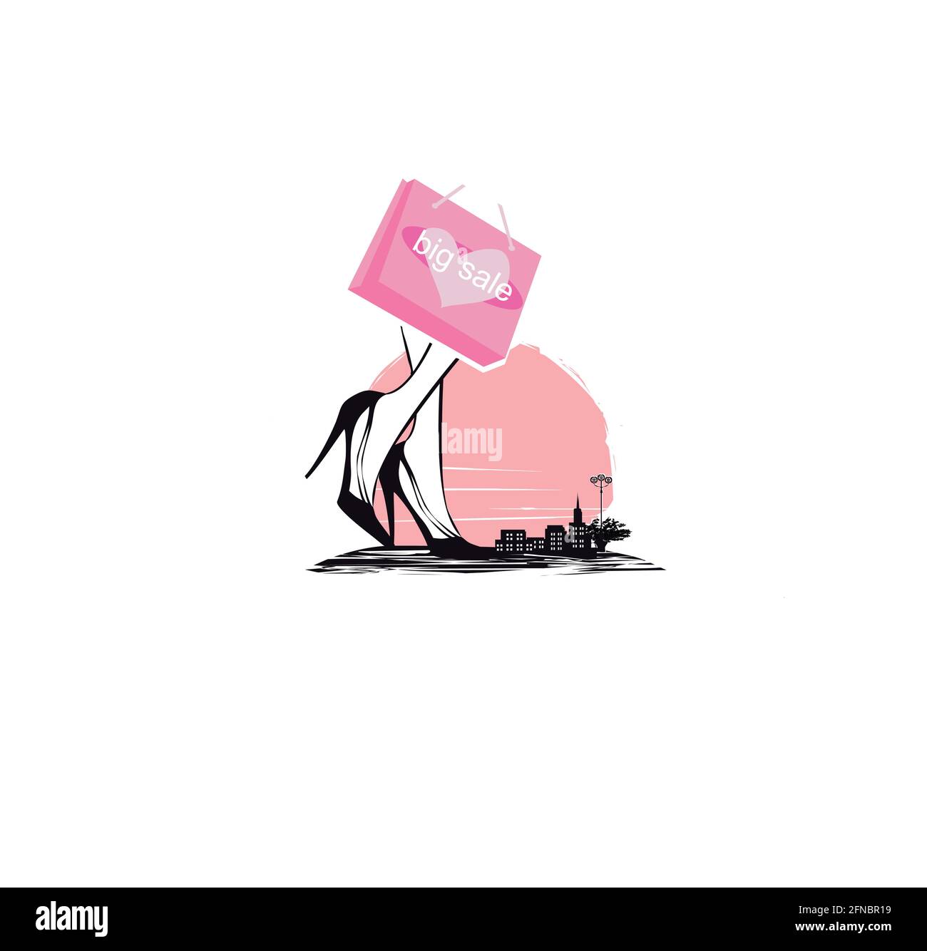 Shopping girl in the city - sale card Stock Vector Image & Art - Alamy