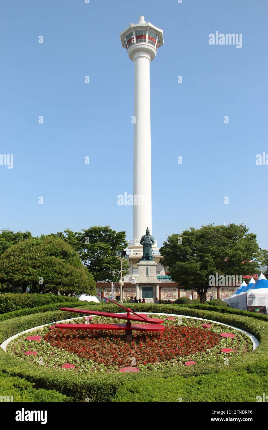 The Busan Tower in Yongdu-san Park in Busan, South Korea Stock Photo