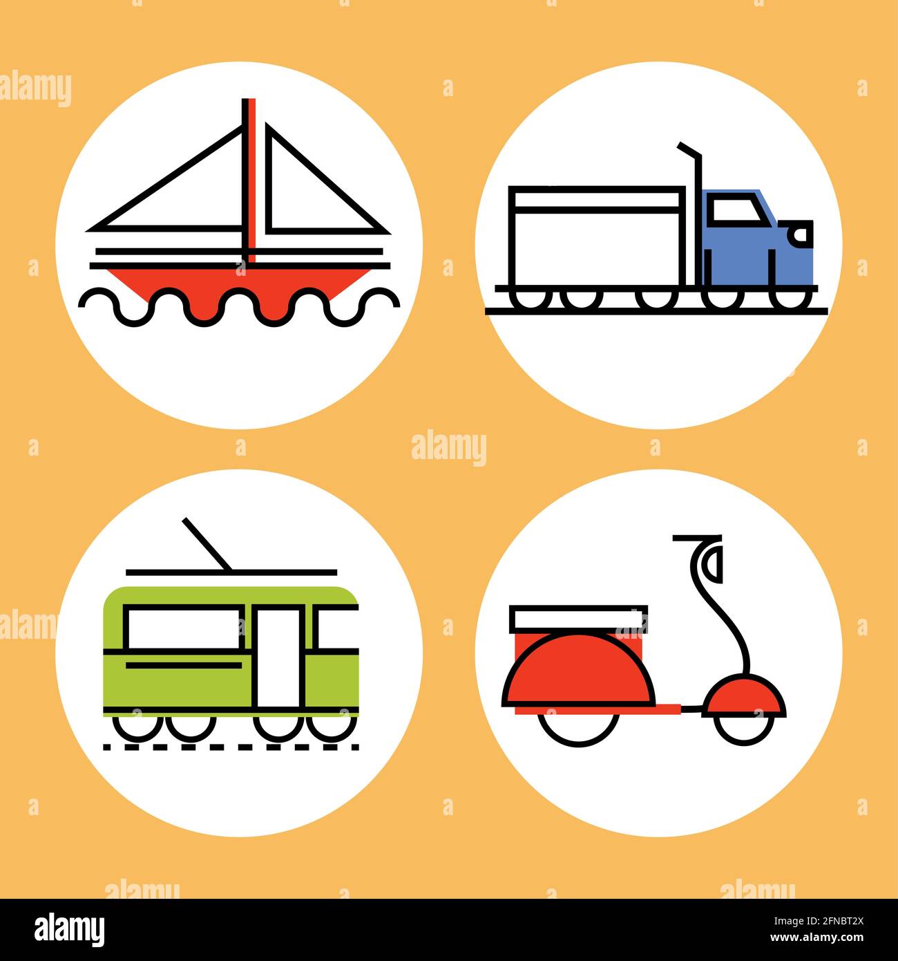 transport line fill style Stock Vector