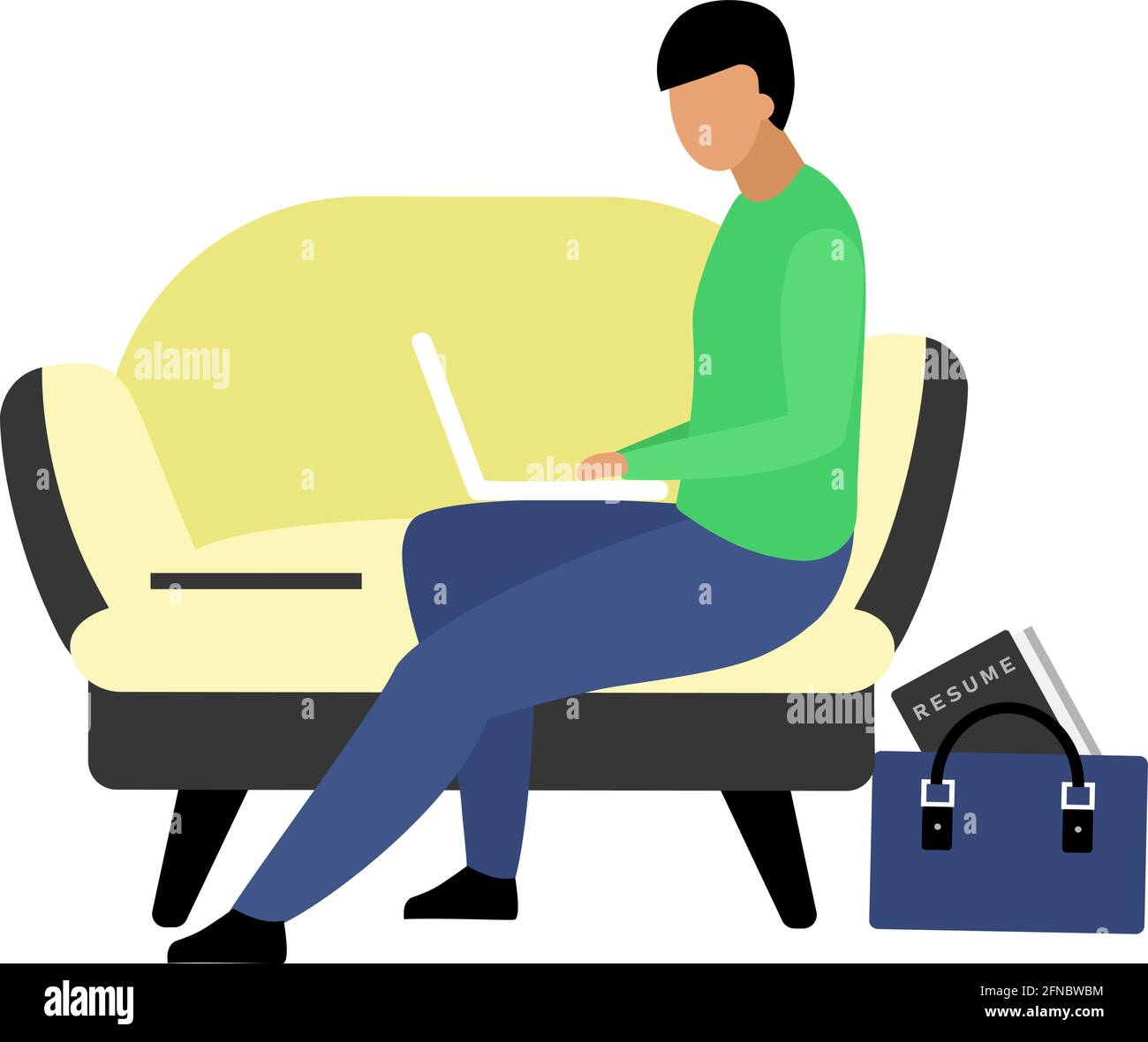 Online job interview flat color vector faceless character Stock Vector