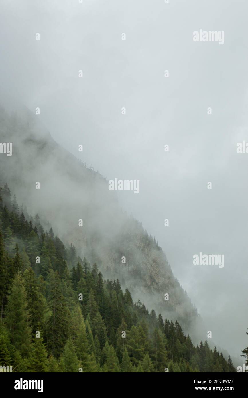 Misty mountains in autumn in Austria Stock Photo