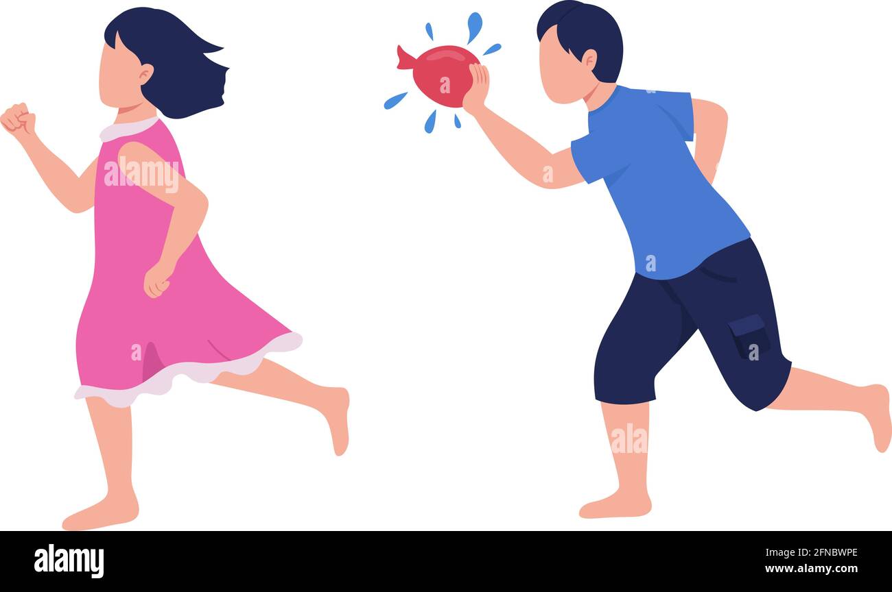 Summer activity for sibling bonding flat color vector faceless characters Stock Vector