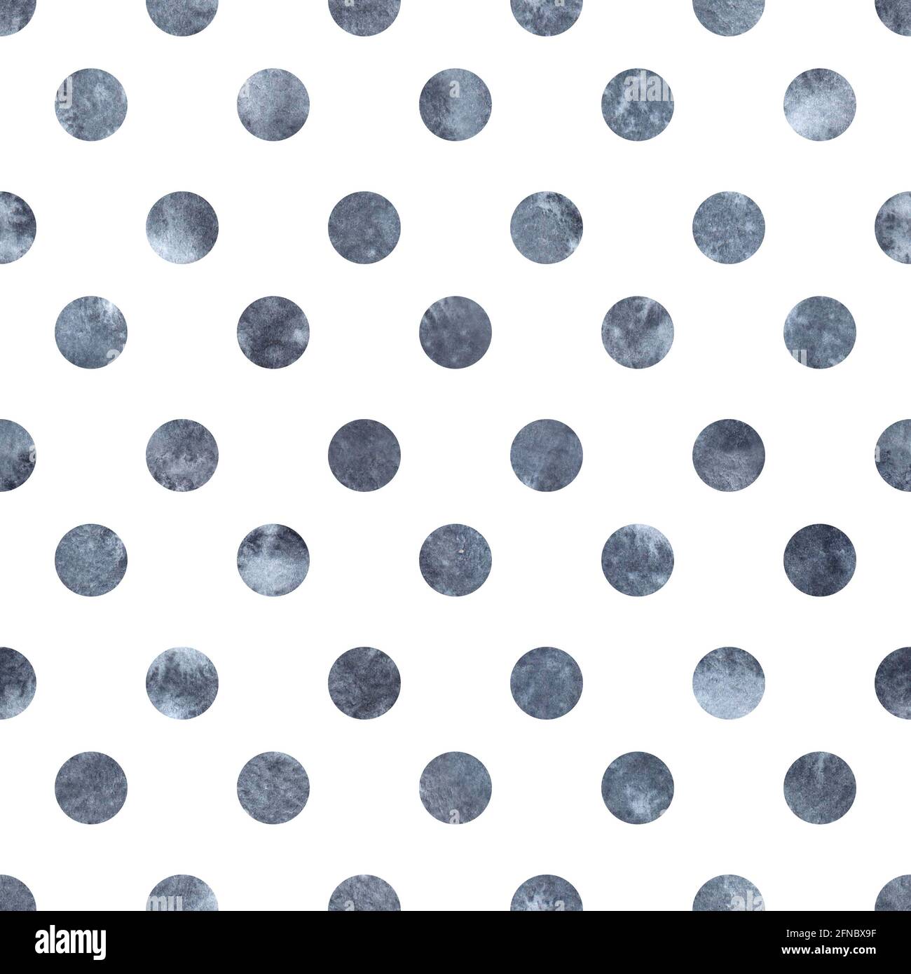 Seamless polka dot blue grey watercolor pattern on white with circles ...
