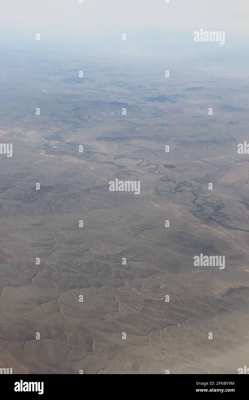 Aerial view of the Gobi Desert in China Stock Photo
