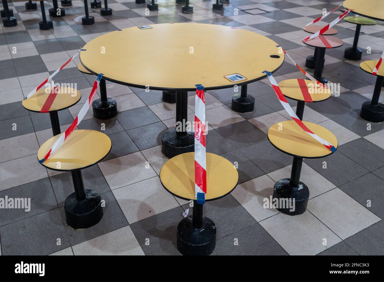 Current Covid restrictions have led to seating areas in Singapore's