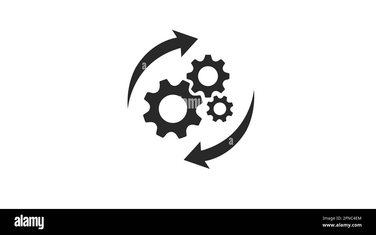 Process Icon. Vector black and white flat illustration of wheels