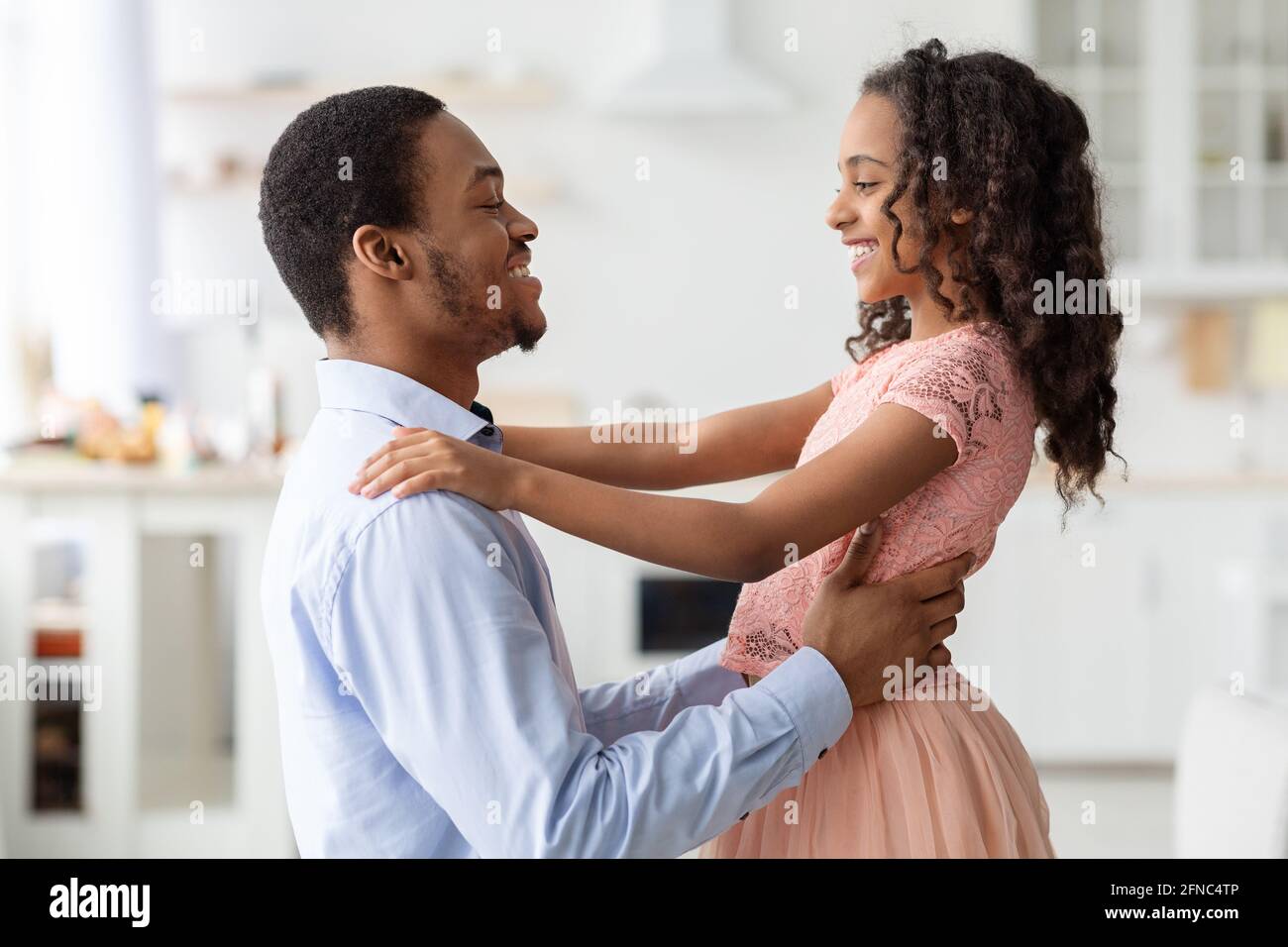 Closeup of little black girl dancing with her dad Stock Photo Alamy