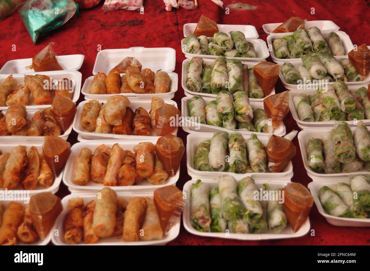 Fresh Vegetable Rice Sheet Roll or fried spring rolls with vegetables lao  style for sale laotian people and foreign travelers travel visit in  Louangph Stock Photo - Alamy
